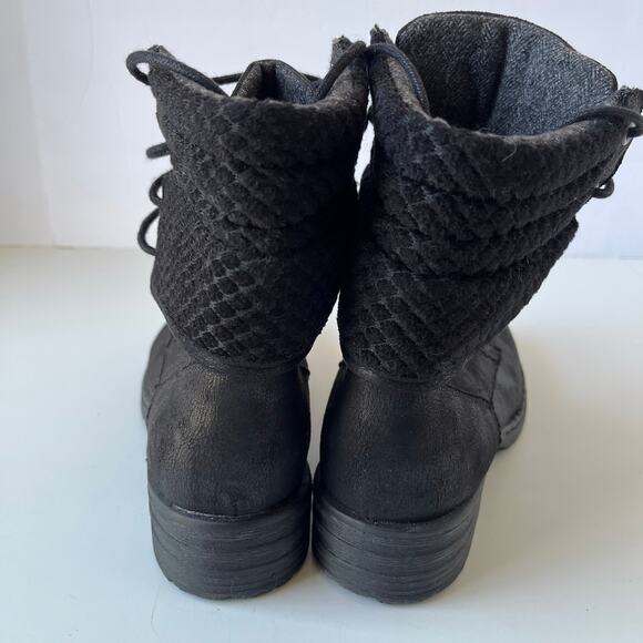 BOC Karel Combat Womens Boots Size 6M Black Stacked Heel  Herringbone Z23400 - Picture 6 of 13